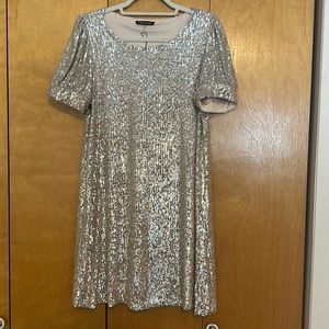 cable and gauge sequin dress NWT Womens Cable & Gauge Champagne Sequin Long Sleeve Dress Large New Years Eve